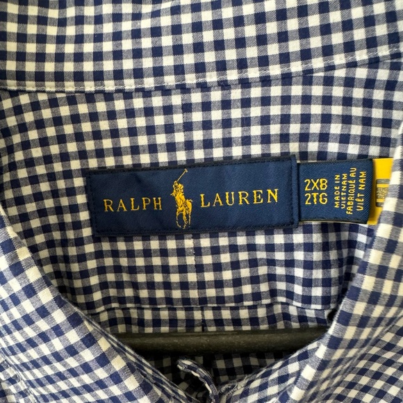 Men’s Ralph Lauren Polo Button Down. Navy Plaid. Authenticated. Size 2XB. - Picture 2 of 4